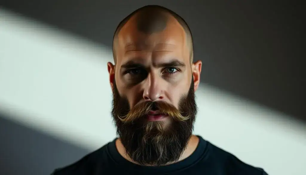mężczyzna łysy z różnymi stylami brody