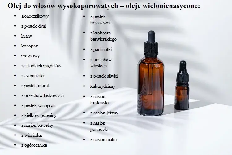 oleje do włosów wysokoporowatych butelki